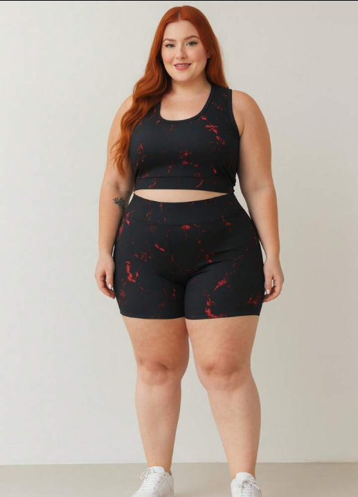 Conjunto de Academia Moda Fitness Tye-die Feminino Plus Size